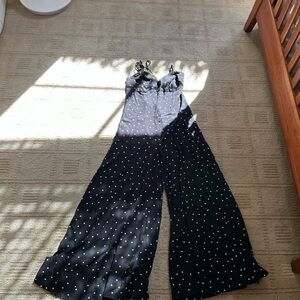 Free people  Black and White Polka Dot Jumpsuit